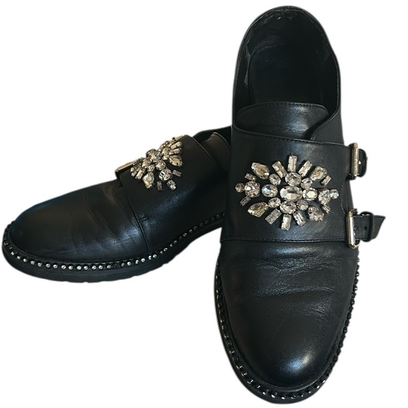 KURT GEIGER LONDON Black Embellished Double Strap Leather Monk Strap Shoes 10.5 - Picture 15 of 15